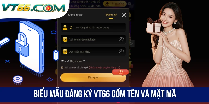 Biểu mẫu đăng ký VT66 gồm tên và mật mã